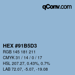 カラーコード: HEX #91B5D3 | qconv.com