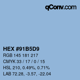 カラーコード: HEX #91B5D9 | qconv.com