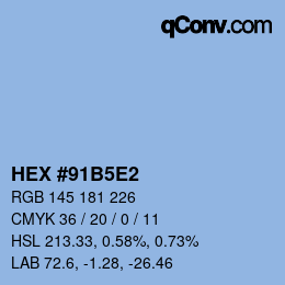 Color code: HEX #91B5E2 | qconv.com
