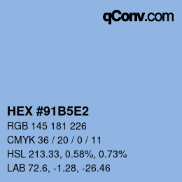 Color code: HEX #91B5E2 | qconv.com