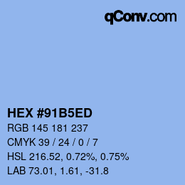 Color code: HEX #91B5ED | qconv.com