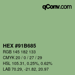 カラーコード: HEX #91B685 | qconv.com