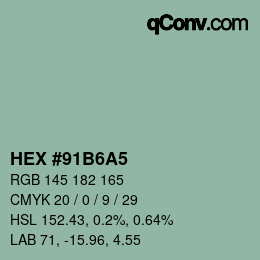 Color code: HEX #91B6A5 | qconv.com