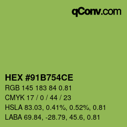 Farbcode: HEX #91B754CE | qconv.com