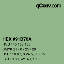 Farbcode: HEX #91B78A | qconv.com