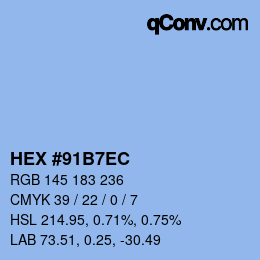 カラーコード: HEX #91B7EC | qconv.com