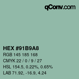 カラーコード: HEX #91B9A8 | qconv.com