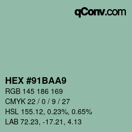 Color code: HEX #91BAA9 | qconv.com