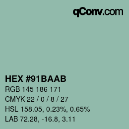 Color code: HEX #91BAAB | qconv.com