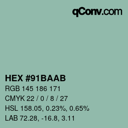 Color code: HEX #91BAAB | qconv.com