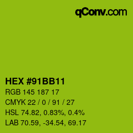 Color code: HEX #91BB11 | qconv.com