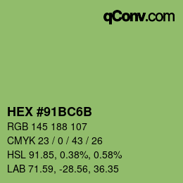 Color code: HEX #91BC6B | qconv.com
