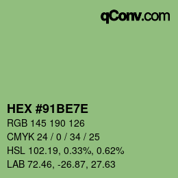 Color code: HEX #91BE7E | qconv.com