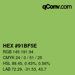 カラーコード: HEX #91BF5E | qconv.com