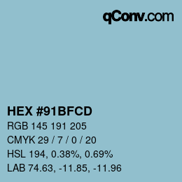 Color code: HEX #91BFCD | qconv.com