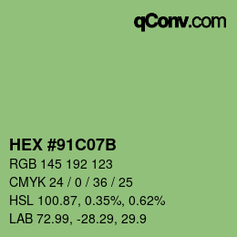 Color code: HEX #91C07B | qconv.com