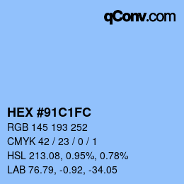 Color code: HEX #91C1FC | qconv.com