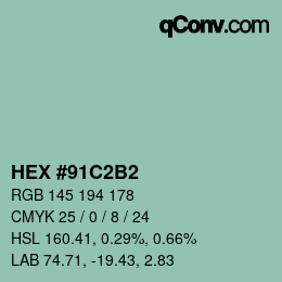 颜色代码: HEX #91C2B2 | qconv.com