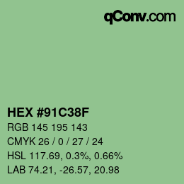カラーコード: HEX #91C38F | qconv.com