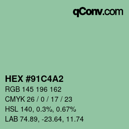 カラーコード: HEX #91C4A2 | qconv.com
