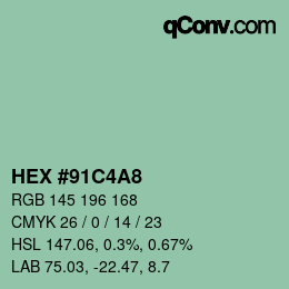 Color code: HEX #91C4A8 | qconv.com