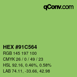 Farbcode: HEX #91C564 | qconv.com