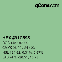 カラーコード: HEX #91C595 | qconv.com