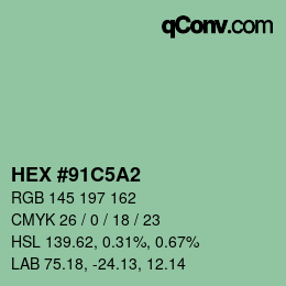 カラーコード: HEX #91C5A2 | qconv.com