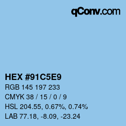 颜色代码: HEX #91C5E9 | qconv.com