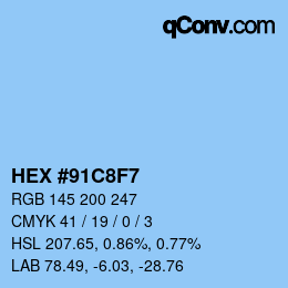 カラーコード: HEX #91C8F7 | qconv.com