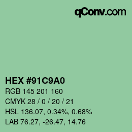 Color code: HEX #91C9A0 | qconv.com