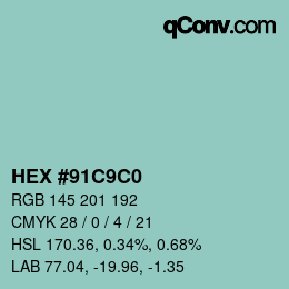 Color code: HEX #91C9C0 | qconv.com