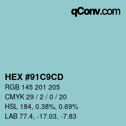 Color code: HEX #91C9CD | qconv.com