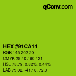 Color code: HEX #91CA14 | qconv.com