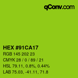 Color code: HEX #91CA17 | qconv.com