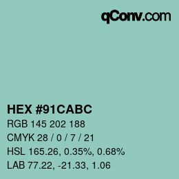 Color code: HEX #91CABC | qconv.com