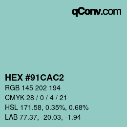 Color code: HEX #91CAC2 | qconv.com