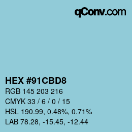 Color code: HEX #91CBD8 | qconv.com