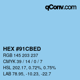 Color code: HEX #91CBED | qconv.com