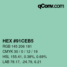 Color code: HEX #91CEB5 | qconv.com