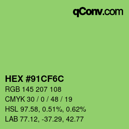 Color code: HEX #91CF6C | qconv.com