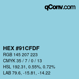 Color code: HEX #91CFDF | qconv.com