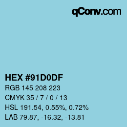 Color code: HEX #91D0DF | qconv.com