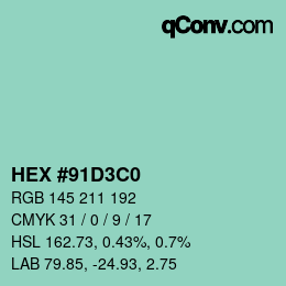 Color code: HEX #91D3C0 | qconv.com