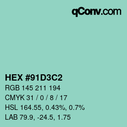 Color code: HEX #91D3C2 | qconv.com