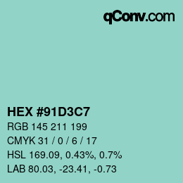 Color code: HEX #91D3C7 | qconv.com