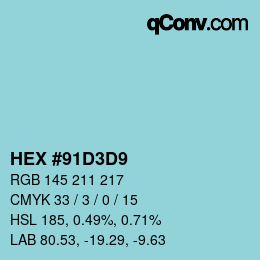 Código de color: HEX #91D3D9 | qconv.com