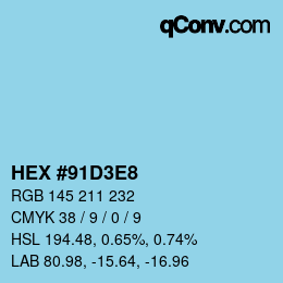 Color code: HEX #91D3E8 | qconv.com