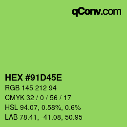 Color code: HEX #91D45E | qconv.com