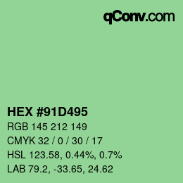 颜色代码: HEX #91D495 | qconv.com